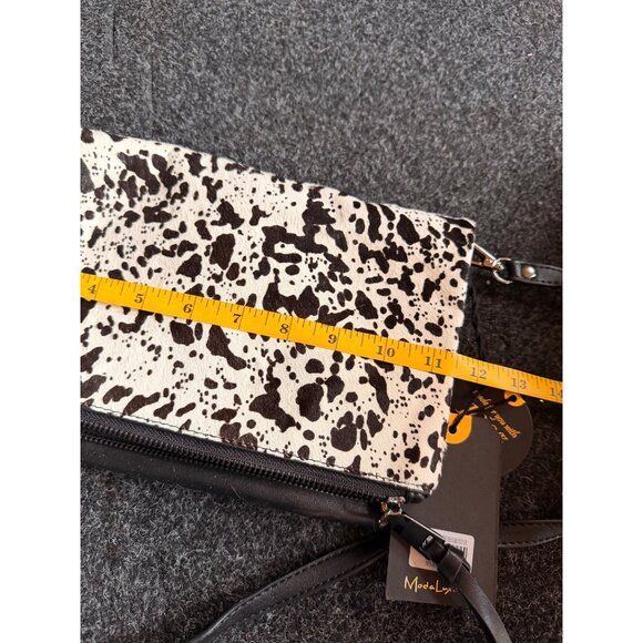 NWT Cow Print Moda Luxe Crossbody Bag Genuine Leather & Synthetic Materials With - Picture 12 of 12